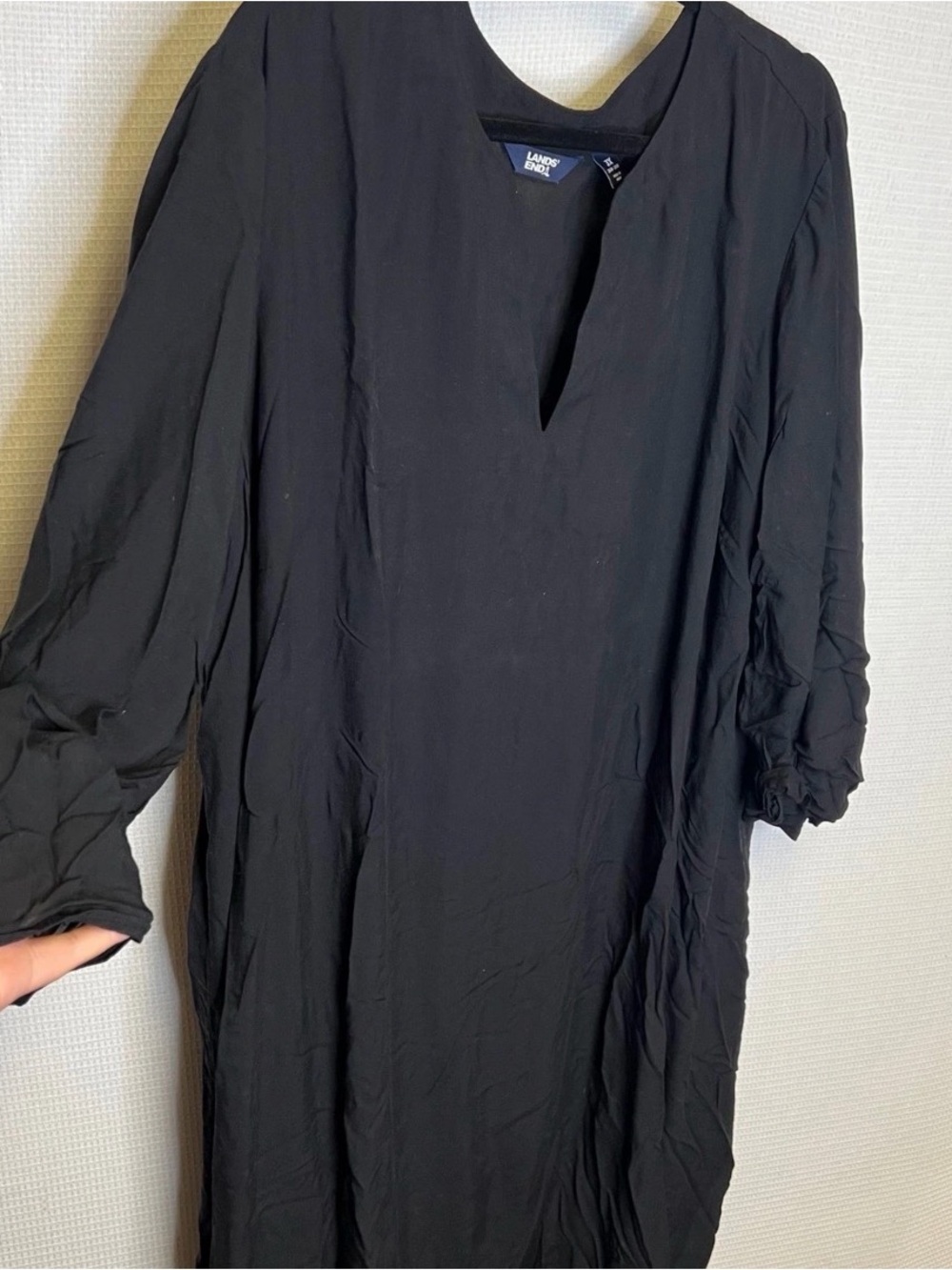 3x Lands' End Black Women's V-Neck Hooded Swim Coverup